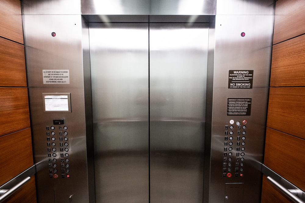 The inside of an elevator