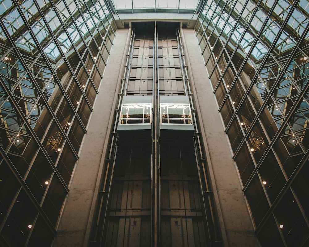 External shot of elevators in a building in NY